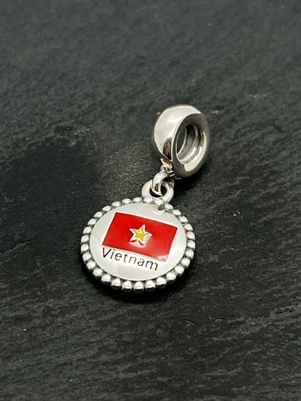 Pandora Vietnam Flag Exclusive Charm Sterling Silver Dangle Charm Jewelry